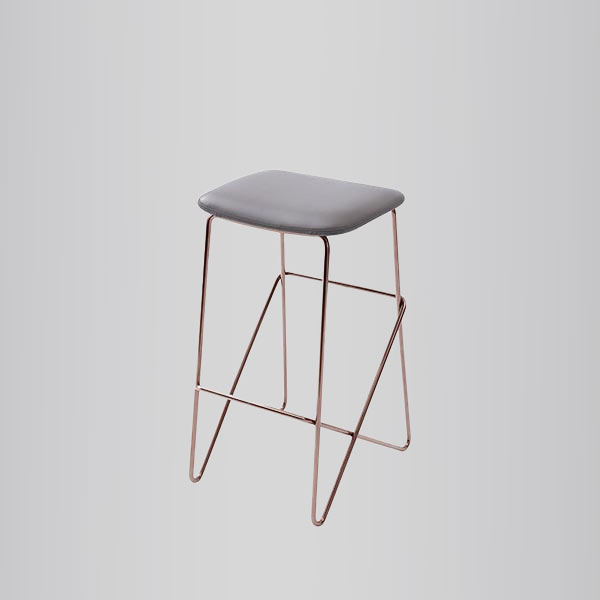 Modern Luxury Leather Champagne Metal Bar Chair High Stools Chair