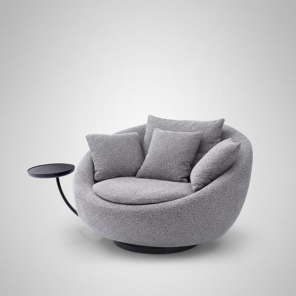 Italian Design Upholstered Hotel Furniture Leisure Velvet Swivel Armchair For Living Room