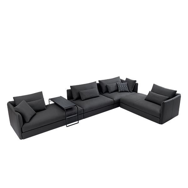 Sectional Black Genuine Modern Fabric Sofa - Image 5