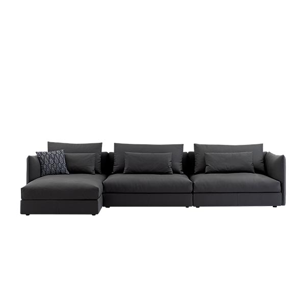 Sectional Black Genuine Modern Fabric Sofa - Image 2