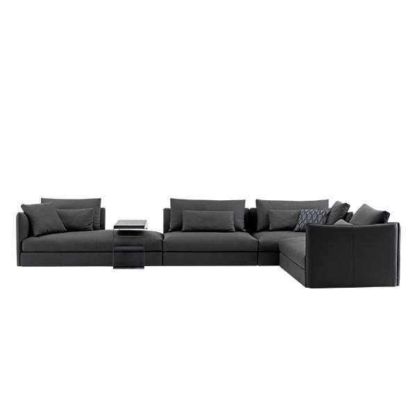 Sectional Black Genuine Modern Fabric Sofa - Image 3